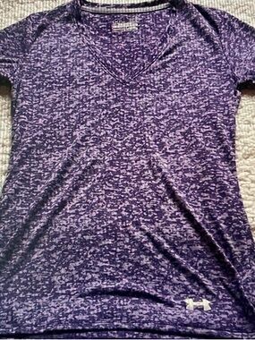 Under Armour Purple Marbled V-Neck Short Sleeve Performance Tee